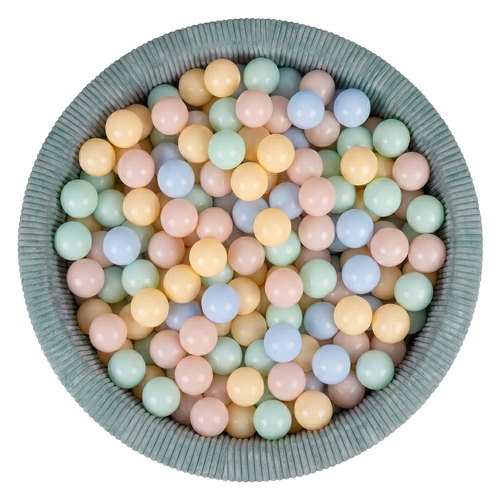 KiddyMoon Piscine Bébé, Piscine À Balles Pour Bébé Et Enfant, Piscine Enfant En Mousse Douce, Housse Côtelée Lavable, Vert: Beige pastel/Bleu pastel/Jaune pastel/Menthe, 90x30cm/200 Balles