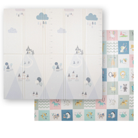 KiddyMoon Tapis de Jeu pour Enfant Bébé Tapis Mousse Tapis de Sol Tapis d'éveilBebe Reversible Stimulation De L'Imagination Pliable Pour L'Intérieur Et L'Extérieur, gris-montagnes, 180x200x1,5cm