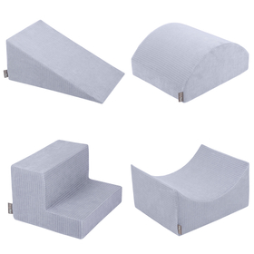 KiddyMoon Parcours Motricité En Mousse Avec Balles Enfants Favorise Créativité, Gris foncé : perle/gris/transparent/babyblue, Piscine (300 Balles) + Version 5