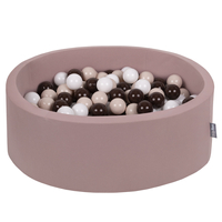 KiddyMoon Piscine À Balles ∅ 7Cm pour Bébé Rond Fabriqué en UE, Béruée: beige pastel/brun/blanc, 90x30cm/200 Balles