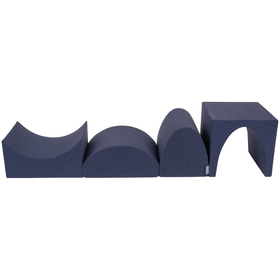 KiddyMoon aire de jeux en mousse colline/tunnel/rampe L/semi-rouleau L, bleu foncé, Multi-Taille
