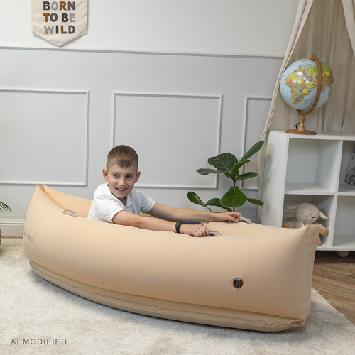 KiddyMoon Gonflable Fauteuil Sensoriel Enfant Avec Poignées Et Pompe, beige, L