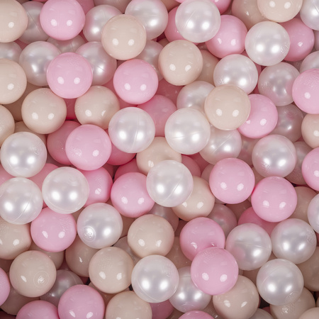 KiddyMoon Balles Colorées Plastique ∅7cm pour Piscine Enfant Bébé Fabriqué en EU, beige pastel/rose poudré/perle, 100 Balles/7cm