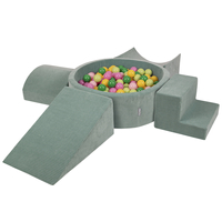 KiddyMoon Parcours Motricité En Mousse Avec Balles Enfants Favorise Créativité, Vert : vert clair/vert/jaune/rose poudré/rose, Piscine (200 Balles) + Version 5