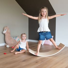 KiddyMoon Planche D'équilibre pour Enfants Planche à Balancer Montessori, Naturelle, 83x29,5x1,7 cm/Felt
