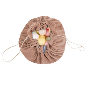 KiddyMoon tapis d'éveil sac à jouets 2en1 pour enfants, rose de sables:beige pastel/jaune pastel/blanc/menthe/rose poudré, XL/50 balles