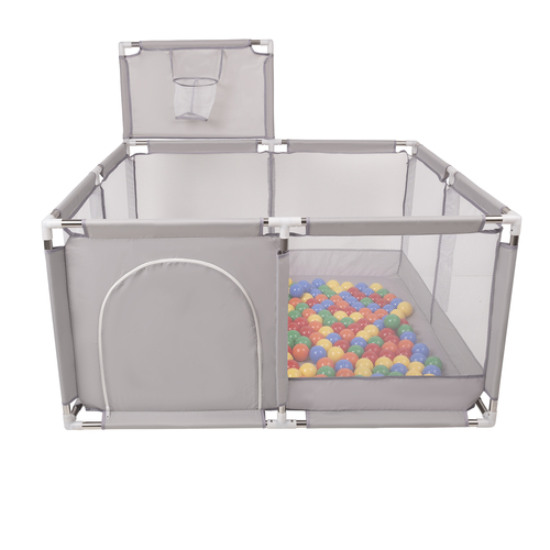 parc bébé avec balles plastiques aire de jeu pliable basket, Gris:jaune/vert/bleu/rouge/orange, 100 balles