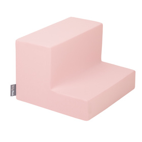 KiddyMoon Aire De Jeux en Mousse avec Carré Piscine À Balles pour Enfants, rose:perle/gris/transparent/rose poudré, Piscine (200 Balles)+ Marches