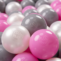 KiddyMoon Balles Colorées Plastique ∅7cm pour Piscine Enfant Bébé Fabriqué en EU, perle/gris/rose
