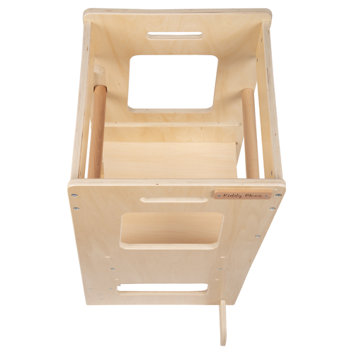 KiddyMoon Tour D'Apprentissage/D'Observation Montessori pour Enfant en Bois 3 Hauteurs Réglables Pieds Anti-Bascule, Naturel, 91,5x39,3x49,4
