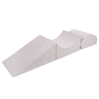 KiddyMoon Aire De Jeux en Mousse avec Carré Piscine À Balles pour Enfants, gris clair: rose poudré/perle/transparent, Piscine (300 Balles) + Version 4