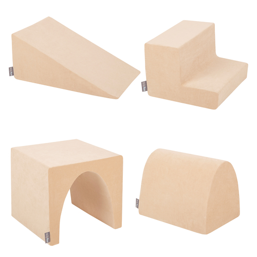 KiddyMoon aire de jeux velours mousse pente L/colline/tunnel/marché, beige sableux, Multi-Taille