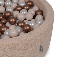 KiddyMoon Piscine à Balles Boules 7 cm pour un Remplissage plus Généreux Pour Bébés au Housse Teddy, Convient dès 8 Mois, beige : beige pastel/cuivre/perle
