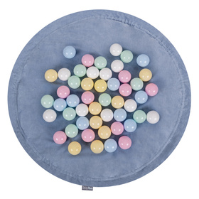 KiddyMoon tapis d'éveil sac à jouets 2en1 pour enfants, bleu glacier:bleu pastel/jaune pastel/blanc/menthe/rose poudré, XL/50 balles