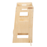 KiddyMoon Tour D'Apprentissage/D'Observation Montessori pour Enfant en Bois 3 Hauteurs Réglables Pieds Anti-Bascule, Naturel, 91,5x39,3x49,4