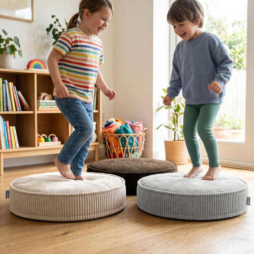 KiddyMoon Ensemble 3 Modules en Mousse pour Enfants pour Chambre D'enfant, gris clair-beige-brun, Mx3