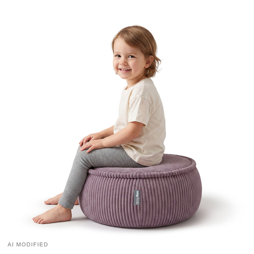KiddyMoon Pouf enfant en mousse avec housse amovible, gris clair, L