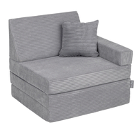 KiddyMoon Fauteuil Enfant Convertible en Mousse, Fauteuil pour Enfants Chaise pour Chambre d'Enfants Matelas Pliable Matelas Fauteuil Relax Fauteuil Douillet, gris foncé, Fauteuil avec Oreiller