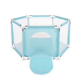 parc bébé hexagonal pliable avec balles plastiques, Mentha:jaune/vert/bleu/rouge/orange, 100 balles