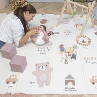 KiddyMoon Tapis de Jeu pour Enfant Bébé Tapis Mousse Tapis de Sol Tapis d'éveilBebe Reversible Stimulation De L'Imagination Pliable Pour L'Intérieur Et L'Extérieur, brun-éléphant, 180x200x1cm