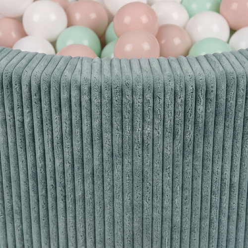 KiddyMoon Piscine Bébé 90 x 30 cm avec balles, piscine à balles pour bébé et enfant, piscine enfant en mousse douce, housse côtelée lavable, Vert: Beige pastel/Blanc/Menthe, 90x30cm/200 Balles