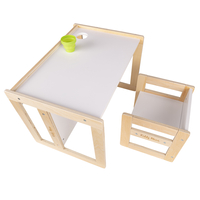 KiddyMoon Table Et Chaise pour Enfants Petit Bureau TC-002, natural/blanc, Table: 61x44x44 cm/Chaise: 30x30x30 cm