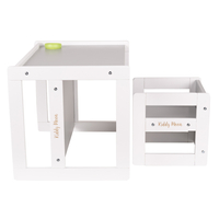 KiddyMoon Table Et Chaise pour Enfants Petit Bureau TC-002, blanc/gris, Table: 61x44x44 cm/Chaise: 30x30x30 cm