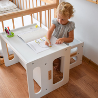 KiddyMoon Table Et Chaise pour Enfants Petit Bureau TC-002, blanc, Table: 61x44x44 cm/Chaise: 30x30x30 cm