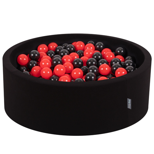 KiddyMoon Piscine à Balles ∅ 7Cm pour Bébé Rond Fabriqué En UE, Coccinelle: noir/rouge, 90x30cm/200 balles