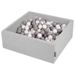 KiddyMoon Piscine à Balles ∅ 7Cm pour Bébé Carré Fabriqué En UE, gris clair: blanc/gris, 90x30cm/200 balles