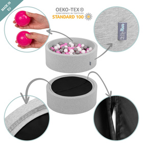 KiddyMoon Piscine Grande Carré pour Bébé, Fabriqué en UE, Gris Clair