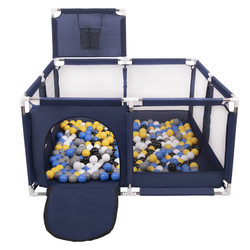 parc bébé avec balles plastiques aire de jeu pliable basket, Bleu:noir/blanc/gris/bleu/jaune, 100 balles