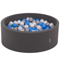 KiddyMoon Piscine à Balles ∅ 7Cm pour Bébé Rond Fabriqué En UE, gris foncé:perle/gris/bleu, 90x30cm/300 Balles