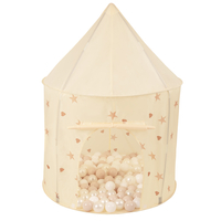 Tente de Jeu Pour Enfants Château Maison de Jeu En Forme De Pavillon De Jeu Avec Balles Pliable Tente Pop-Up Enfant Motifs D'Étoiles Et De Cœurs, beige clair: beige pastel/blanc/perle, 200 balles