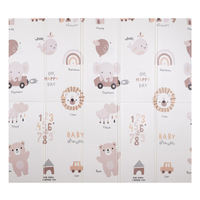 KiddyMoon Tapis de Jeu pour Enfant Bébé Tapis Mousse Tapis de Sol Tapis d'éveilBebe Reversible Stimulation De L'Imagination Pliable Pour L'Intérieur Et L'Extérieur, brun-éléphant, 180x200x1cm