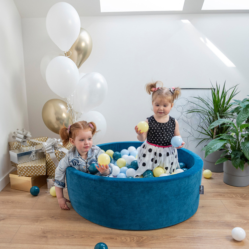 KiddyMoon Balles Colorées Plastique ∅7cm pour Piscine Enfant Bébé Fabriqué en EU, bleu pastel, 200 Balles/7cm