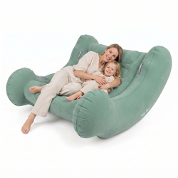 KiddyMoon Fauteuil à Bascule Gonflable À Bascule Pour l'intérieur et l'extérieur avec Poignées Et Pompe, sauge, L