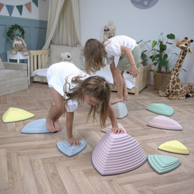 KiddyMoon Pierres de Rivière pour Enfants Pierres d'équilibre River Stones Jeu Sensoriel Motricité l'équilibre Coordination Force Parcours d'obstacles, multicolore, 11 Pieces