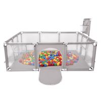 Parc Bébé avec Balles Plastiques Aire De Jeu Pliable Basket Football, gris: jaune/vert/bleu/rouge/orange, 200 balles