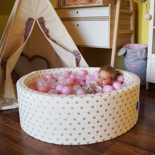 KiddyMoon Balles Colorées Plastique ∅7cm pour Piscine Enfant Bébé Fabriqué en EU, rose poudré/perle/transparent