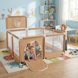 parc bébé avec balles plastiques aire de jeu pliable basket, beige, SANS Balles