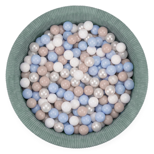 KiddyMoon Piscine Bébé, Piscine À Balles Pour Bébé Et Enfant, Piscine Enfant En Mousse Douce, Housse Côtelée Lavable, Vert: Beige pastel/Bleu pastel/Blanc/Perle, 90x30cm/200 Balles