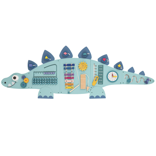 KiddyMoon Montessori Planche Activité Dinosaure Pour Enfants Bois Éducatif AB-001, bleu marine, Taille unique