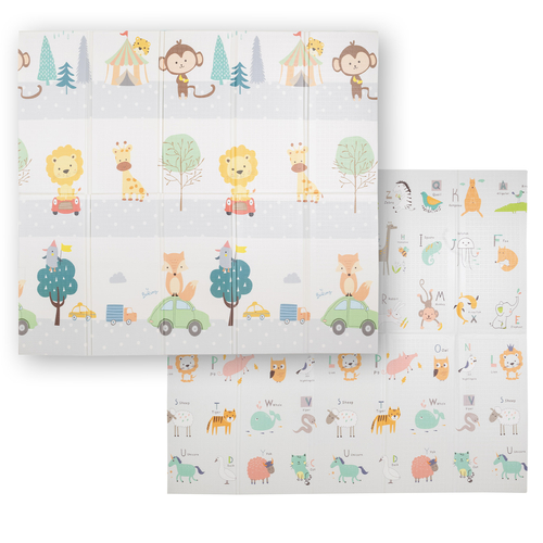 KiddyMoon Tapis de Jeu pour Enfant Bébé Tapis Mousse Tapis de Sol Tapis d'éveilBebe Reversible Stimulation De L'Imagination Pliable Pour L'Intérieur Et L'Extérieur, orange-cirque, 180x200x1cm