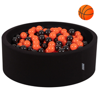 KiddyMoon Piscine à Balles ∅ 7Cm pour Bébé Rond Fabriqué En UE, ballon de basket-ball: noir/orange, 90x30cm/200 balles