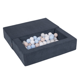 KiddyMoon Canapé en Mousse pour Enfants avec Balles Pour chambre d'enfant Léger Modulable Confortable Housse Amovible Parfait pour Jouer Lire et Se Détendre, bleu foncé: beige pastel/bleu pastel/blanc/perle, Canapé + 100 Balles