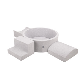 KiddyMoon Aire De Jeux en Mousse avec Rond Piscine à Balles pour Enfants, gris clair: blanc/gris/rose poudré, Piscine (200 Balles) + Version 6