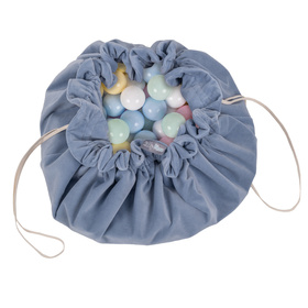 KiddyMoon tapis d'éveil sac à jouets 2en1 pour enfants, bleu glacier:bleu pastel/jaune pastel/blanc/menthe/rose poudré, XL/50 balles