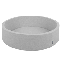 KiddyMoon Piscine À Balles Grande Rond pour Bébé, Fabriqué en UE, gris clair: gris/blanc/transparent/babyblue, 120x30cm/600 balles