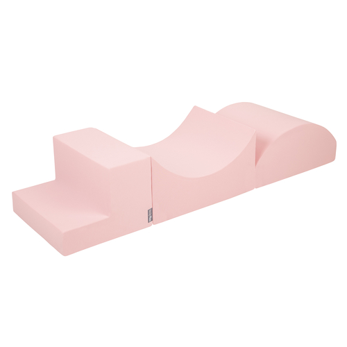 KiddyMoon Aire De Jeux en Mousse avec Carré Piscine À Balles pour Enfants, rose:babyblue/rose poudre/perle, Piscine (300 Balles) + Version 6